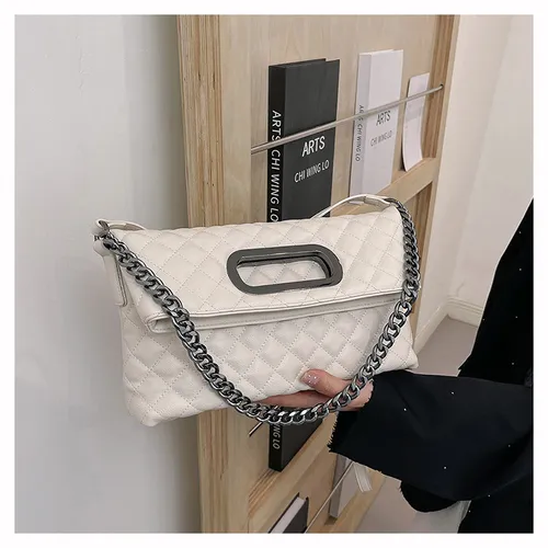White Diamond-Quilted Tote & Crossbody Bag