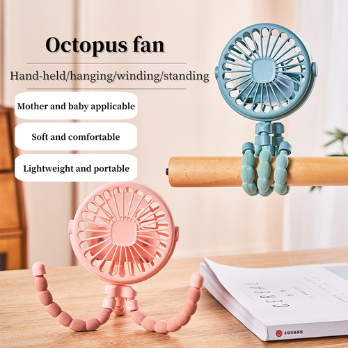 Baby Stroller Handheld Rechargeable USB Bladeless Folding Shakeable Head Mini Fan