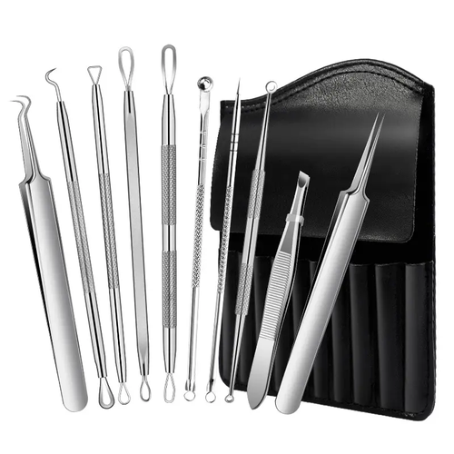 Blackhead Remover Tools, 15 PCS Pimple Popper Tool Kit, Acne Blackhead Tools for Blemish, 410 Premium Professional Stainless Acne Pimple Extractor Tool with Metal Box