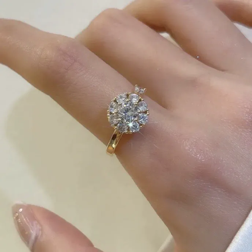 Adjustable Spinning Starlight Ring – Silver Tone