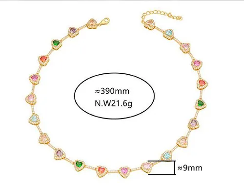 Gold-Tone Heart & Zircon Beaded Necklace