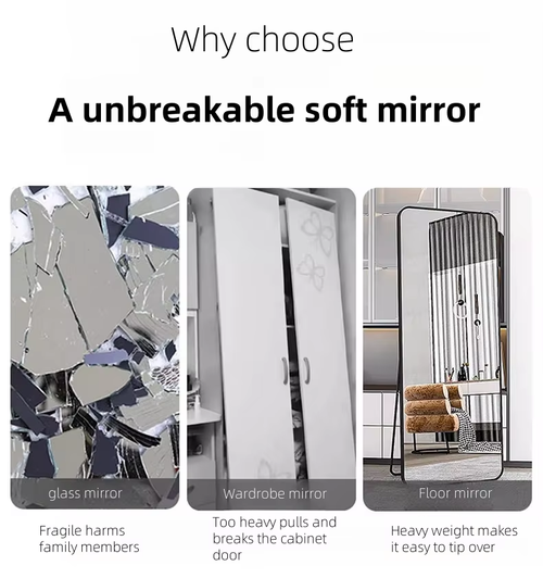 20*80cm Acrylic Flexible Mirror No Drill Installation