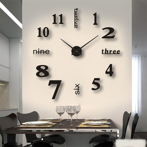 Modern 3D Sticker Digital Wall Clock