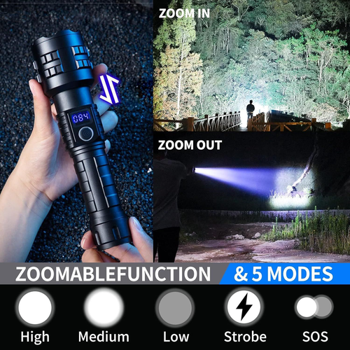 Rechargeable strong light P70 flashlight aluminum alloy outdoor portable telescopic zoom long-range LED flashlight