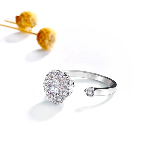 Adjustable Spinning Starlight Ring – Silver Tone