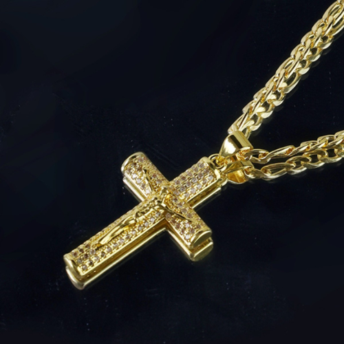 Diamond cross full of diamonds hand-painted NK side chain necklace and pendant hip-hop fashion