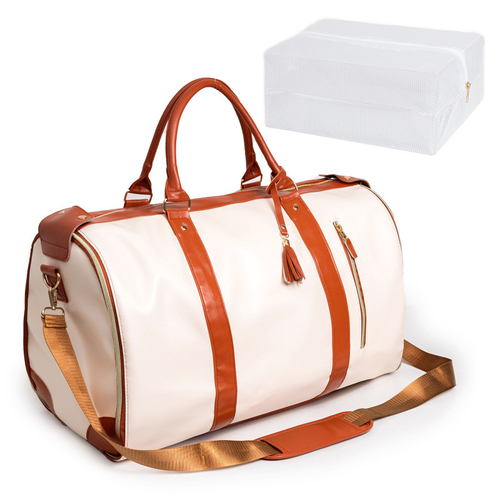 Versatile Foldable Leather Travel Tote Bag with Organizer