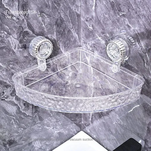 Transparent Suction-Cup Corner Storage Rack