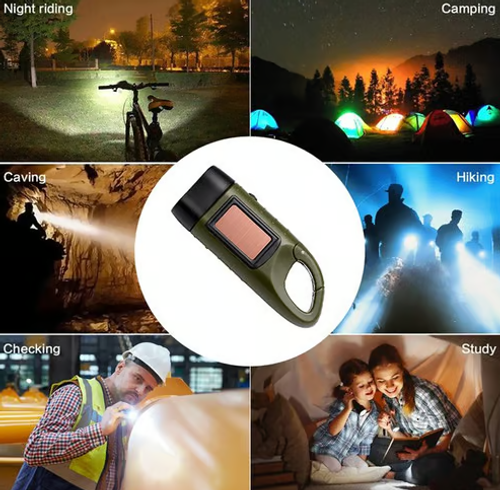 Outdoor solar powered flashlight