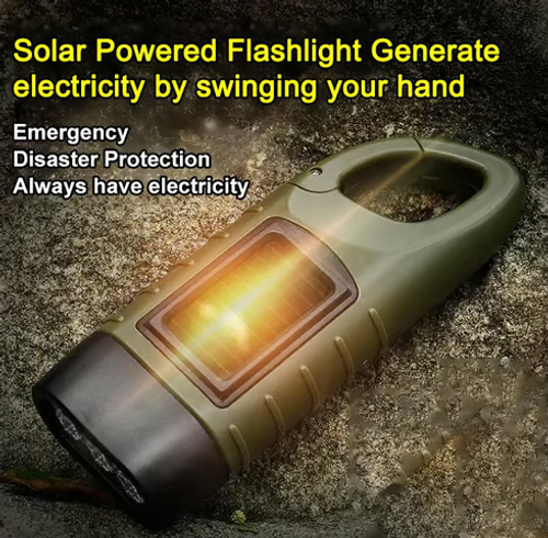 Outdoor solar powered flashlight