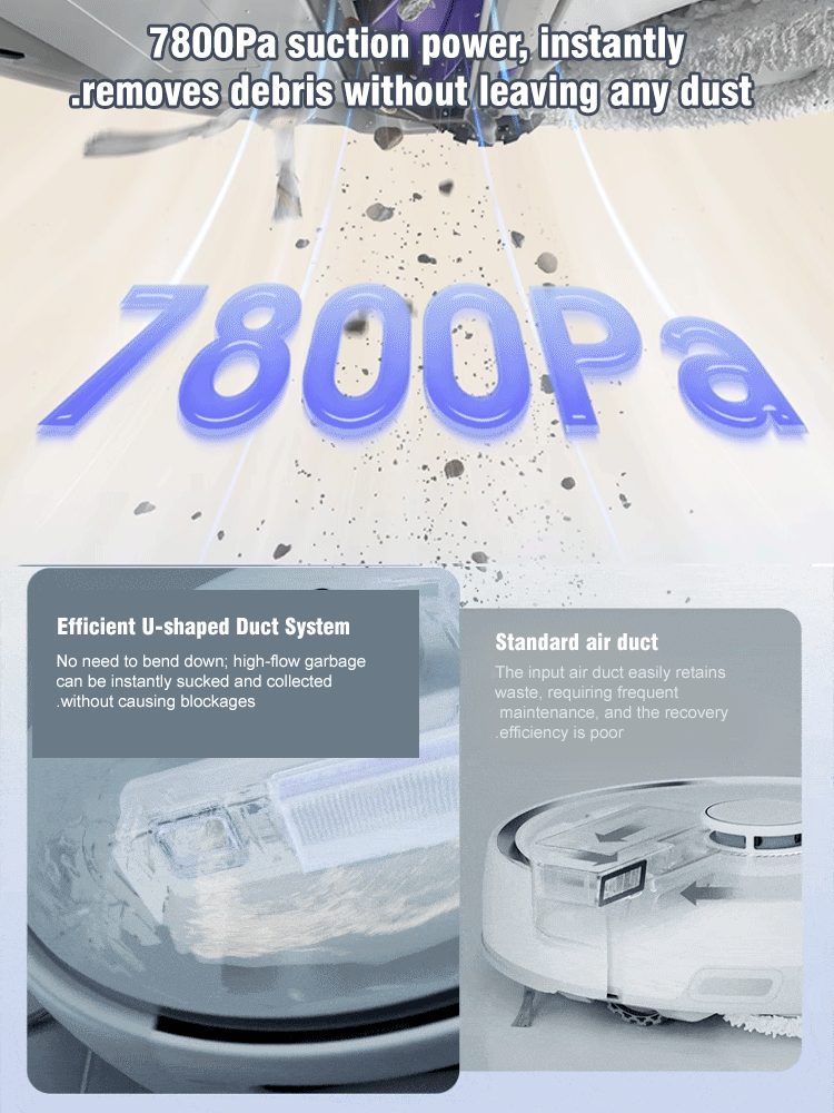 Low-noise powerful cleaning and disinfecting robot vacuum