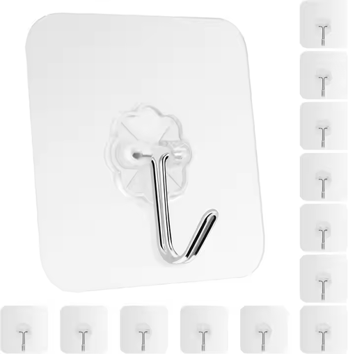 Multifunctional Heavy Duty Wall Hook Self Adhesive Wall Hook Kitchen Bathroom Sturdy Transparent Hook