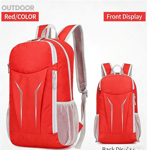 Red folding skin bag, lightweight and portable waterproof backpack