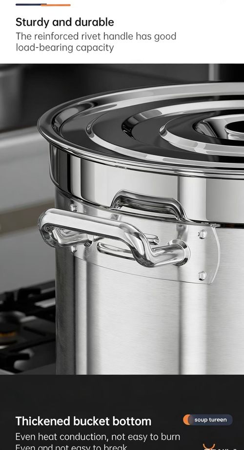 304 stainless steel bucket with lid, round bucket for soup, large capacity water storage bucket, food grade