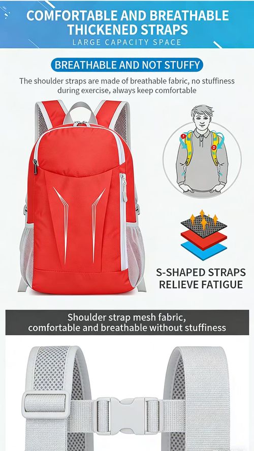 Red folding skin bag, lightweight and portable waterproof backpack
