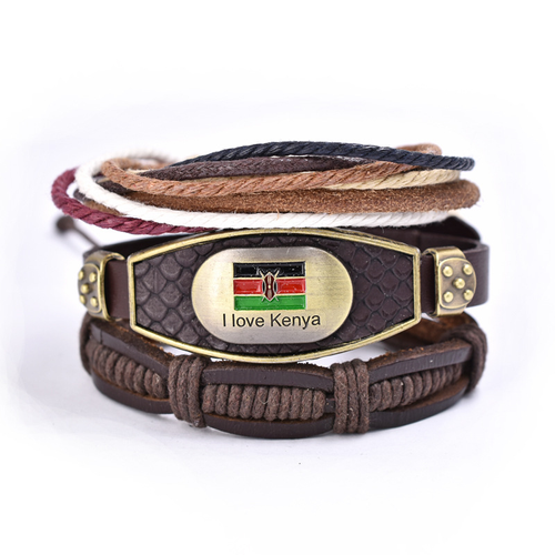 Fashionable men and women's double-layered bracelet with Kenyan elements