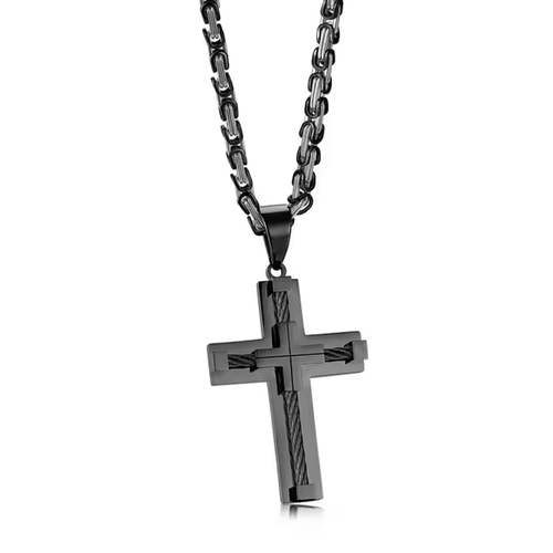 Men's Cross Necklace Stainless Steel Large Jesus Christ Pendant