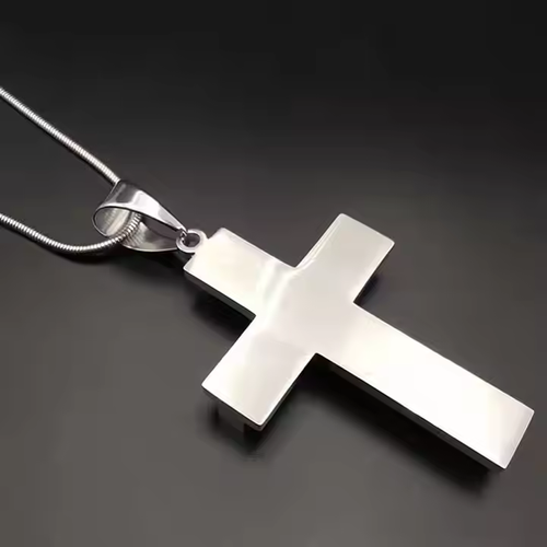 Men's Cross Necklace Stainless Steel Large Jesus Christ Pendant