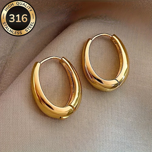 Golden oval-shaped lady's earrings
