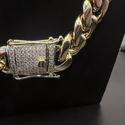 18K gold 5-layer plated high-end durable Cuban chain (zirconium stone clasp)