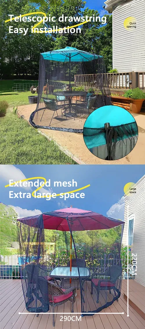 Outdoor anti-mosquito mesh cover with zipper
