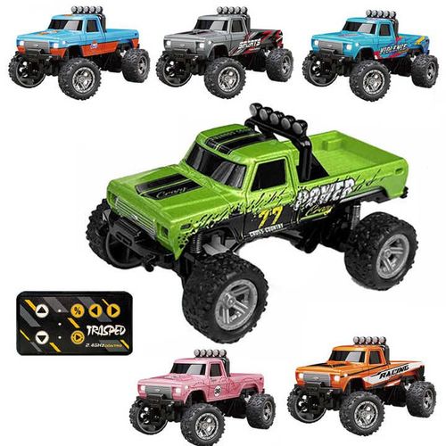 Cool 1:64 Scale Portable Pickup Remote Control Car 2.4Ghz Lights Speed Adjustable Electric Alloy Mini RC Truck