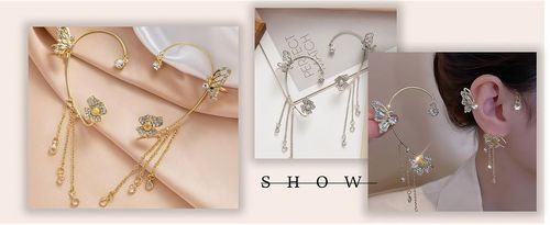 Butterfly Earrings Ear Cuffs Climber Wrap Around Earrings for Women Right Left No Piercing Ear Clip Gold Silver Ear Jewelry Gift