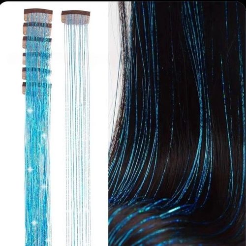 Metal Ribbon Clip Laser Gold Wire Tinsel Hair Colorful Wig