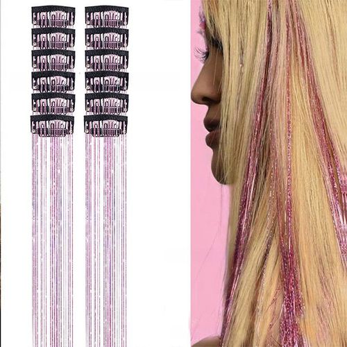 Metal Ribbon Clip Laser Gold Wire Tinsel Hair Colorful Wig