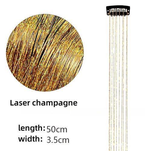 Metal Ribbon Clip Laser Gold Wire Tinsel Hair Colorful Wig