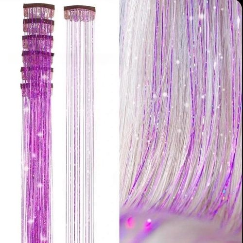 Metal Ribbon Clip Laser Gold Wire Tinsel Hair Colorful Wig