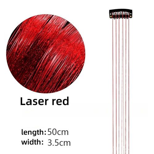 Metal Ribbon Clip Laser Gold Wire Tinsel Hair Colorful Wig