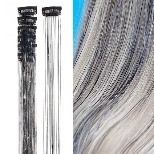 Metal Ribbon Clip Laser Gold Wire Tinsel Hair Colorful Wig