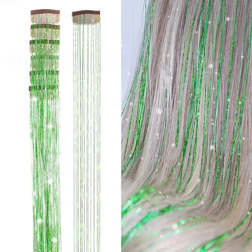 Metal Ribbon Clip Laser Gold Wire Tinsel Hair Colorful Wig