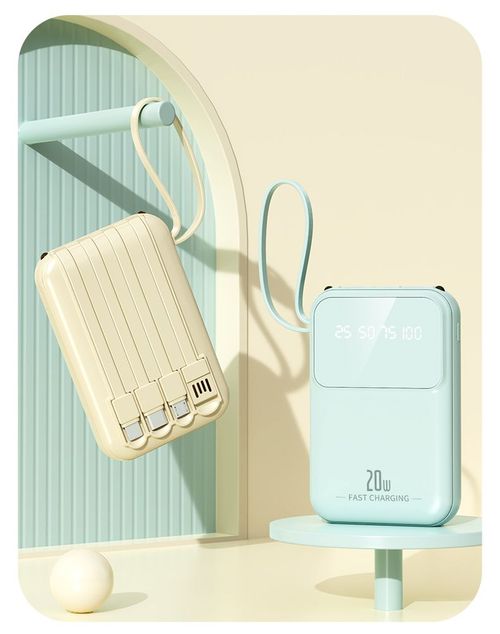 Mini Power Bank 10000mah Fast Charger Portable Charger With Charging Cable 4 Ports Powerbank for Iphone 15