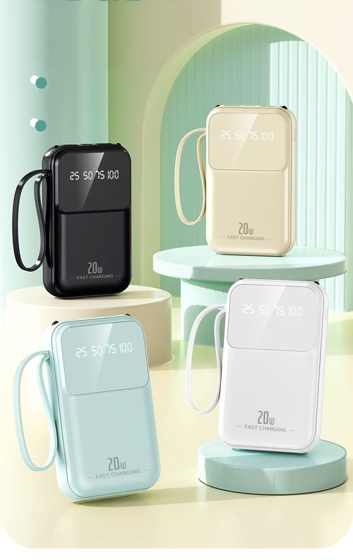 Mini Power Bank 10000mah Fast Charger Portable Charger With Charging Cable 4 Ports Powerbank for Iphone 15