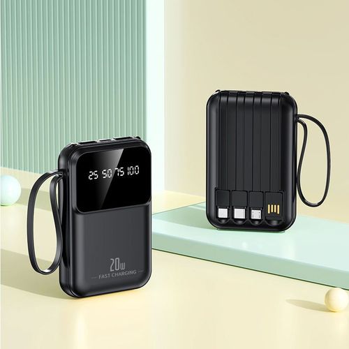 Mini Power Bank 10000mah Fast Charger Portable Charger With Charging Cable 4 Ports Powerbank for Iphone 15