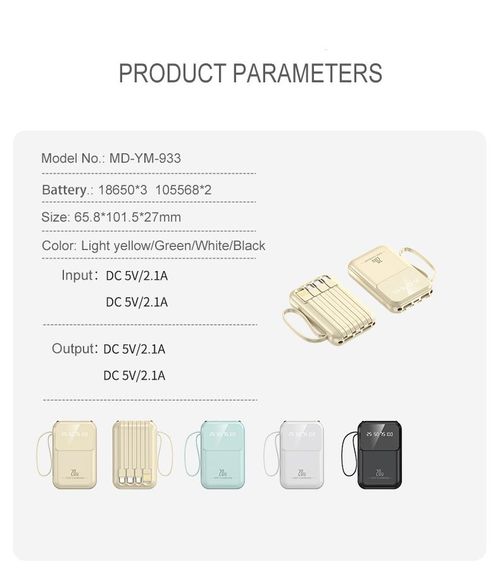 Mini Power Bank 10000mah Fast Charger Portable Charger With Charging Cable 4 Ports Powerbank for Iphone 15