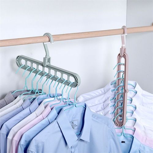 Factory Wholesale Magic Plastic Hanger 9-Hole Space Saving 360 Degree Rotating Folding Hanger for Clothing