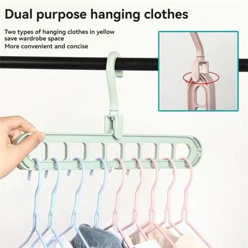 Factory Wholesale Magic Plastic Hanger 9-Hole Space Saving 360 Degree Rotating Folding Hanger for Clothing