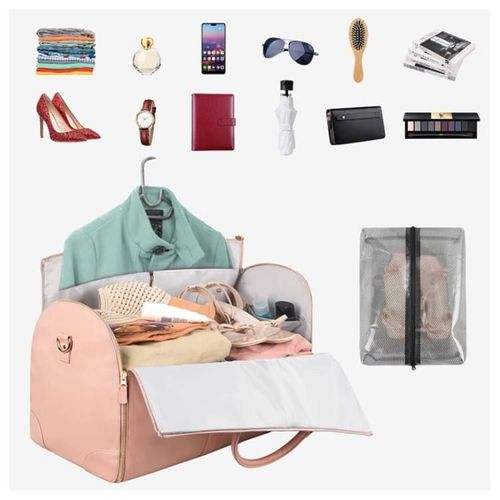 New Casual Suit Bag Large Capacity Carry Clothing Bag Large PU Leather Duffel Bag