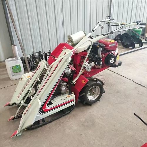 Hand held self-propelled harvesting and bundling machine