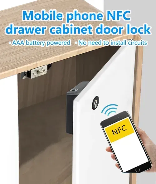 NFC drawer lock, keyless electronic smart wireless locker lock, suitable for home and office.