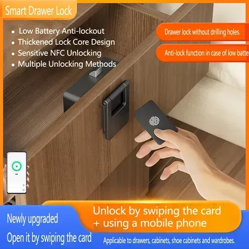 NFC drawer lock, keyless electronic smart wireless locker lock, suitable for home and office.