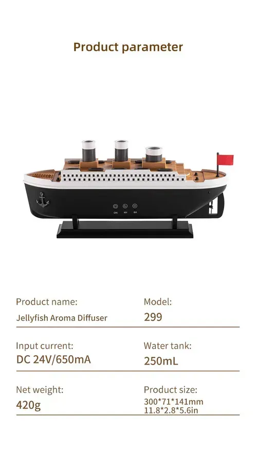 2025 Jellyfish Retro Ship Smart Jellyfish Humidifier Diffuser Portable Electric Ultrasonic Aroma Diffuser With Remote Contro