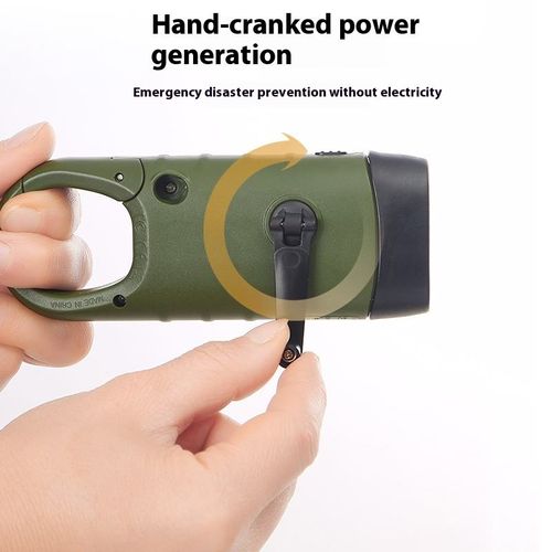 ABS solar powered hand cranked charging LED flashlight