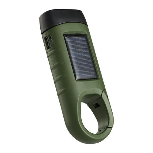 ABS solar powered hand cranked charging LED flashlight