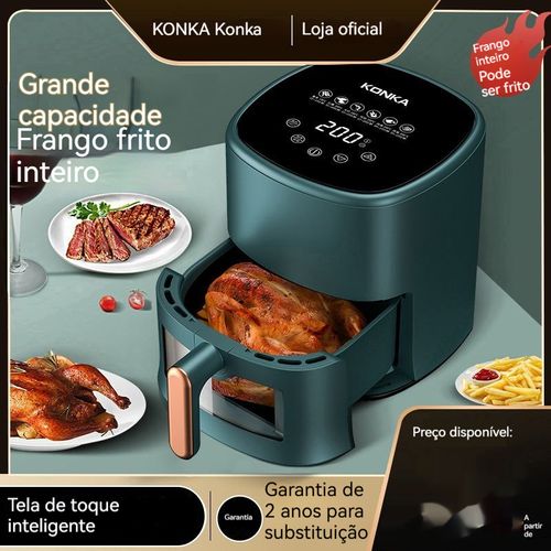 Fritadeira a ar - Home inteligente totalmente automático - Visual multifuncional - Tela sensível ao toque - Grande capacidade - Forno sem óleo