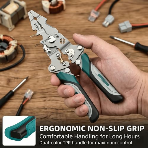 Wire stripping pliers, wire splitters, wire crimping pliers