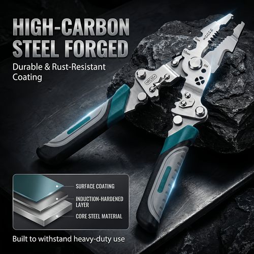Wire stripping pliers, wire splitters, wire crimping pliers